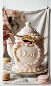 Dior Teapot Cake Printed Flannel Sofa Throw Blanket D272